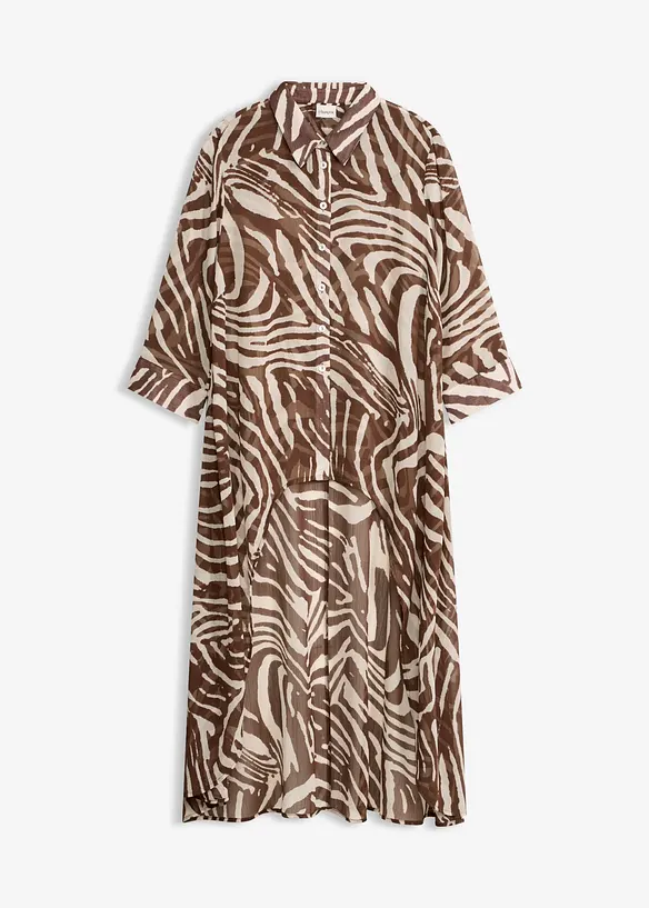 Chiffon-Longbluse in braun von vorne - bonprix