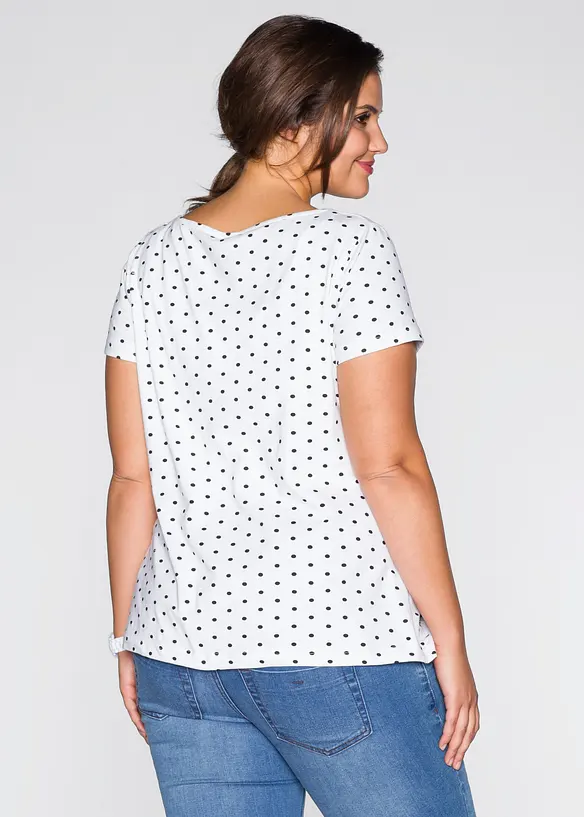 Umstandsshirts aus Bio-Baumwolle (2er-Pack) mit Polka-Dots in weiß von hinten (im Anschnitt) - bonprix