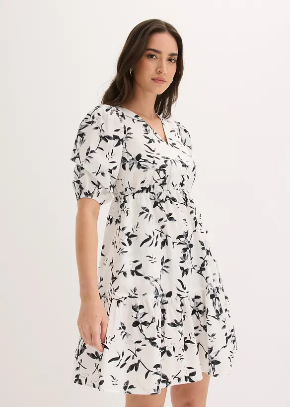 Minikleid aus reiner Baumwolle in weiß von vorne (Totalaufnahme) - bonprix Minikleid aus reiner Baumwolle in weiß von vorne (Totalaufnahme) - bonprix
