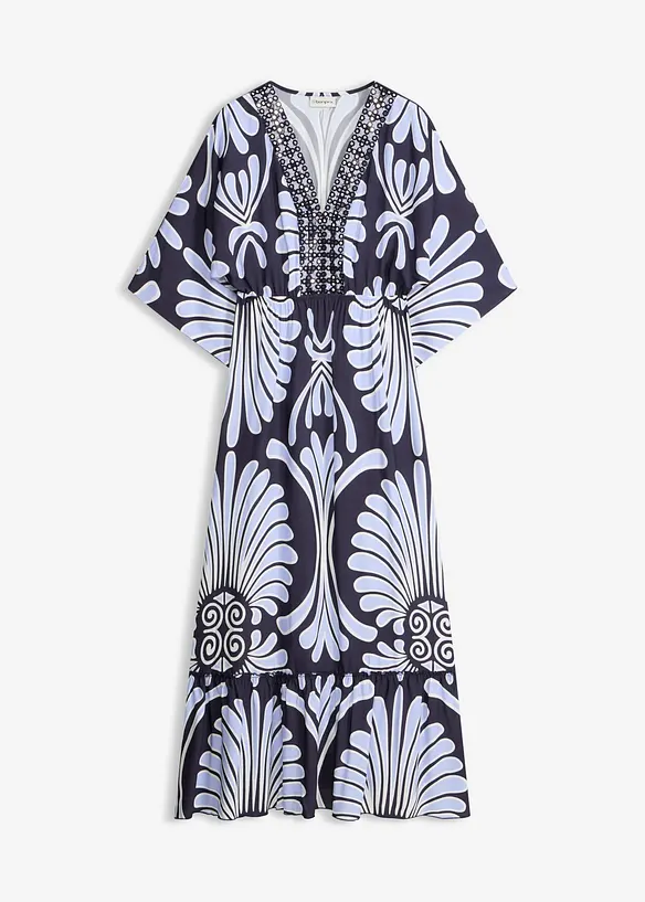 Maxikleid aus fließender Viskose in blau von vorne - bonprix