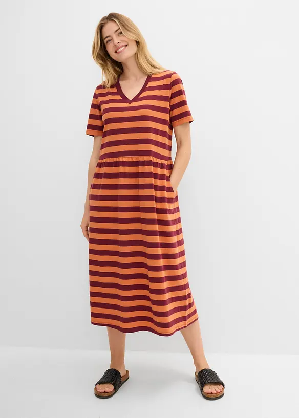Jerseykleid aus Bio-Baumwolle in orange von vorne (Totalaufnahme) - bonprix