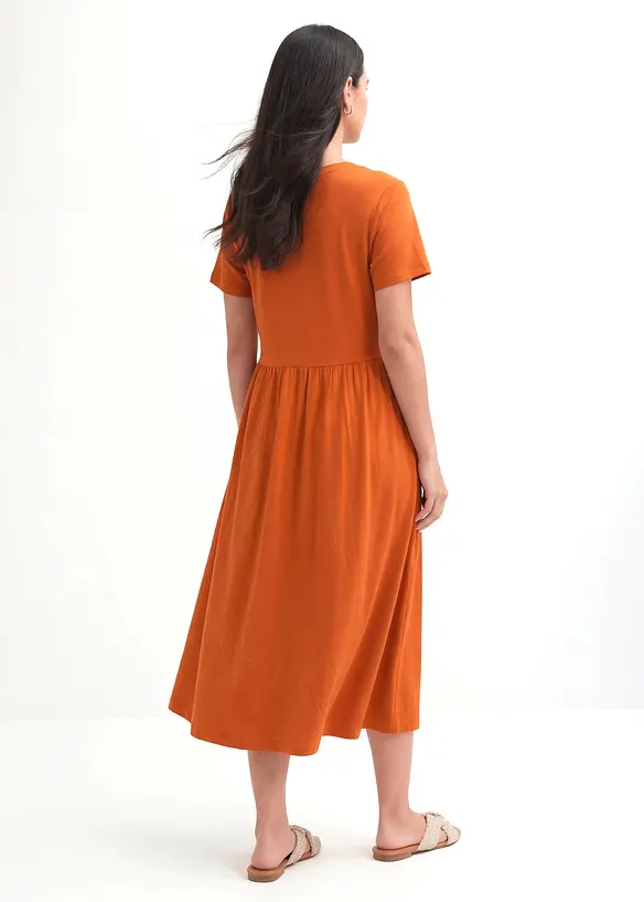 Jersey-Kleid aus reiner Bio-Baumwolle in orange von hinten (Totalaufnahme) - bonprix
