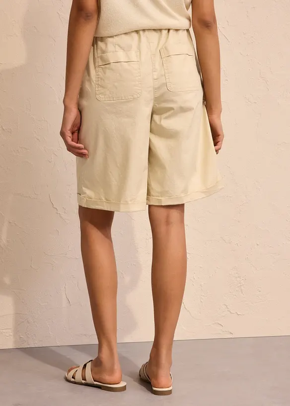 Papertouch-Bermuda aus Baumwoll-Mix in beige von hinten - bonprix