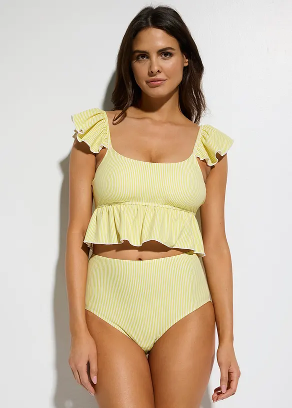 Tankini mit Volant (2-tlg.Set) in gelb von vorne (Totalaufnahme) - bonprix
