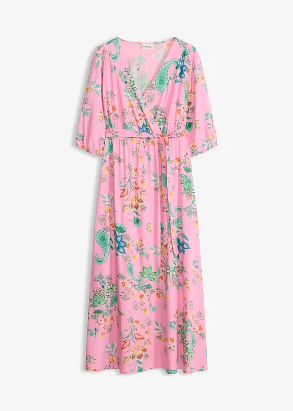 Midikleid aus fließender Viskose in rosa von vorne - bonprix