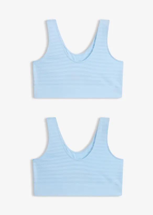 Feel Comfort Seamless Bustier (2er Pack) in blau von vorne - bonprix