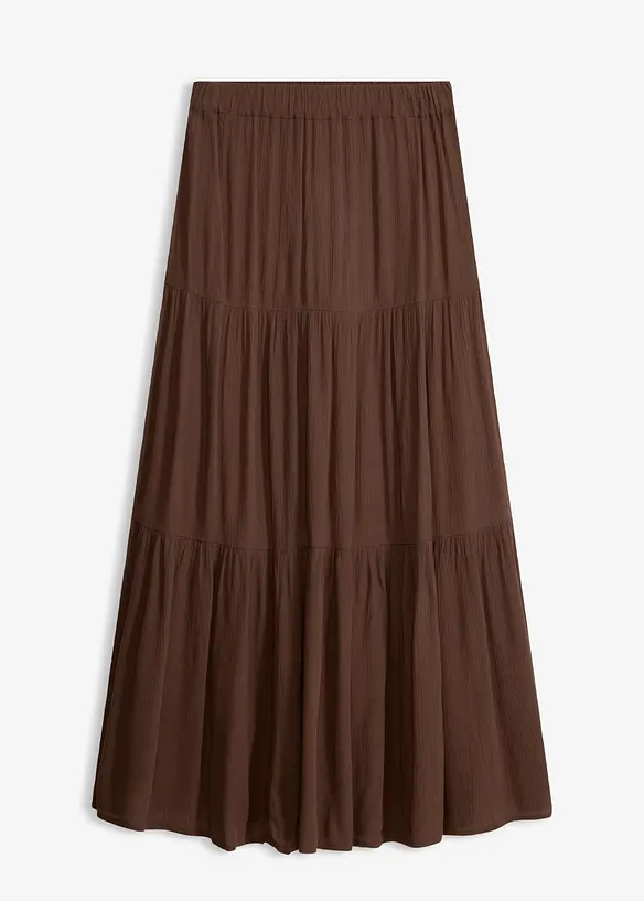 Maxi-Stufenrock aus strukturierter Viskose in braun von vorne - bonprix Maxi-Stufenrock aus strukturierter Viskose in braun von vorne - bonprix
