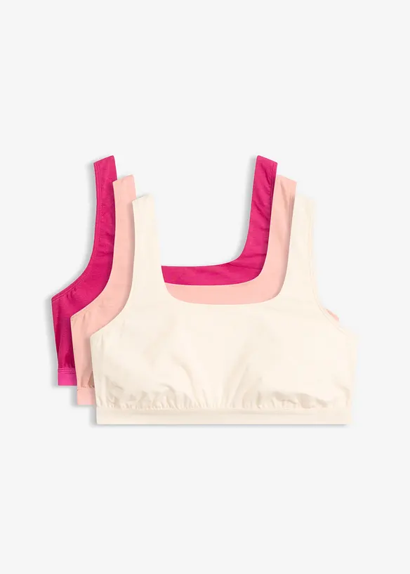 Bustier mit Bio-Baumwolle (3er Pack) in pink von vorne - bonprix