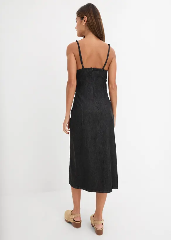 Jeanskleid mit Schlitz in schwarz von hinten (Totalaufnahme) - bonprix
