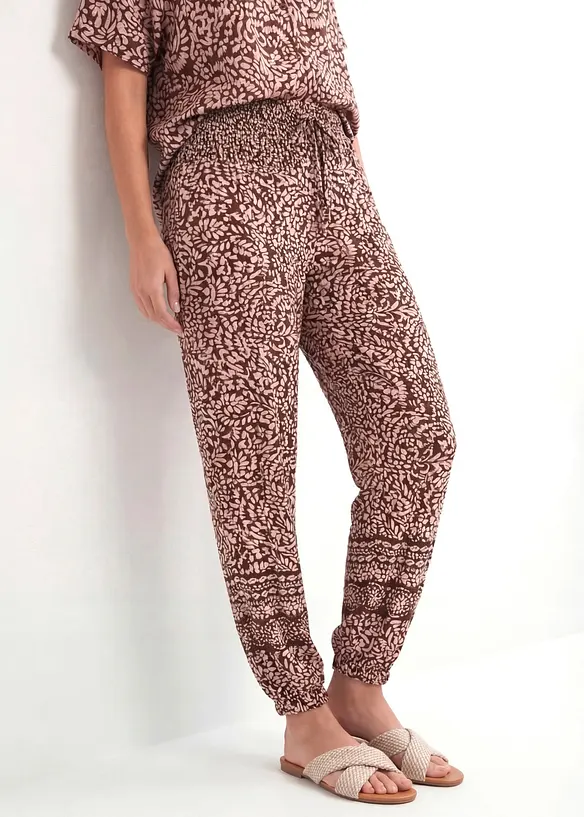 Schlupfhose aus fließender Viskose in braun von vorne - bonprix