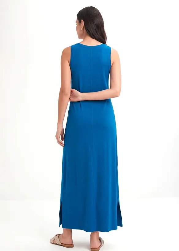 Maxikleid aus Baumwoll- Viskose Mischung in blau von hinten (Totalaufnahme) - bonprix Maxikleid aus Baumwoll- Viskose Mischung in blau von hinten (Totalaufnahme) - bonprix