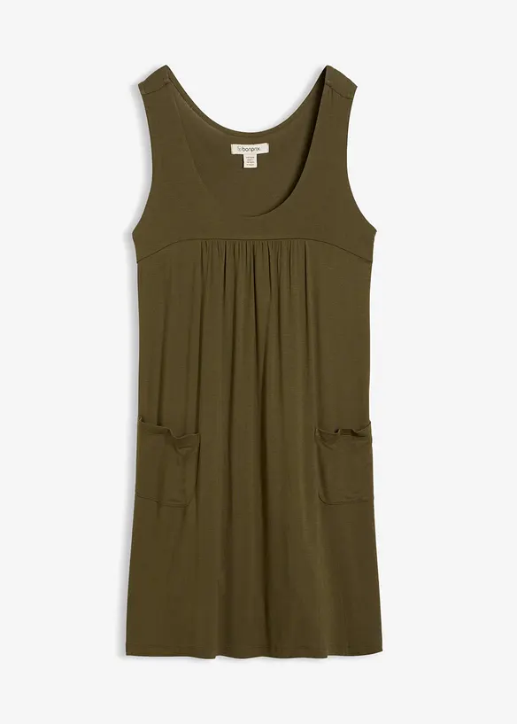 Jersey-Minikleid aus elastischem Viskose-Mix in grün von vorne - bonprix