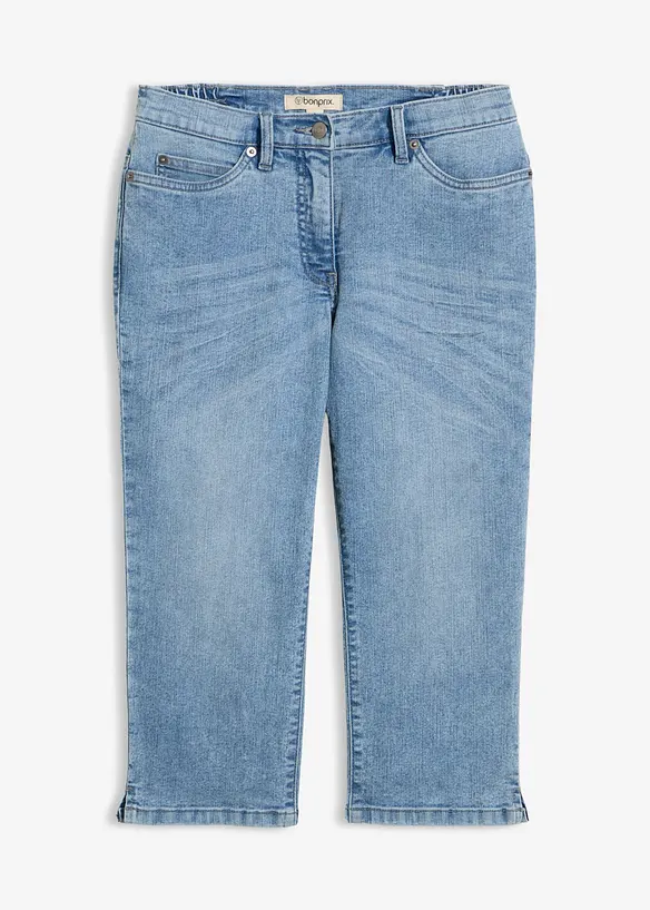 Straight Jeans, Mid Waist, Stretch in blau von vorne - bonprix