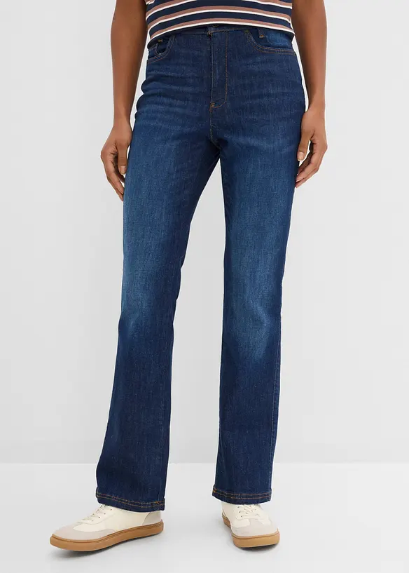 Bootcut-Jeans High Waist, Bequembund in blau von vorne - bonprix
