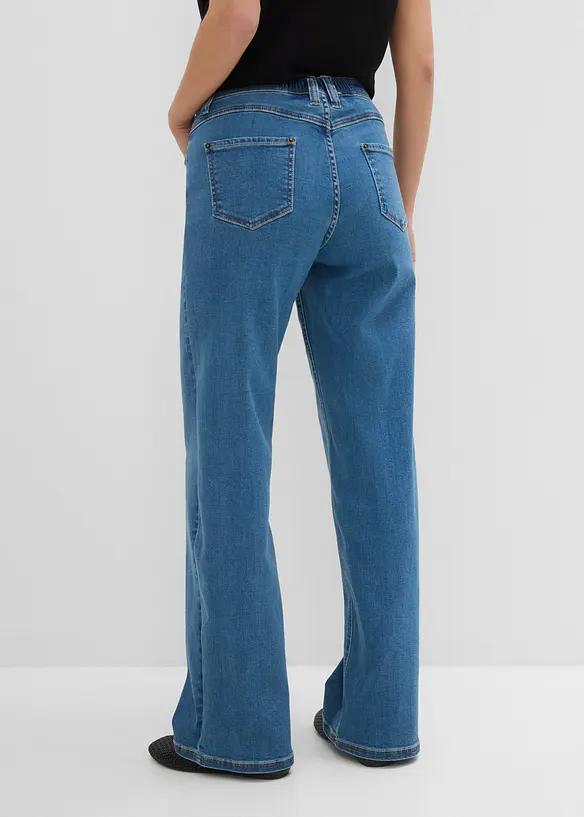 Wide-Leg-Jeans Mid Waist, Bequembund in blau von hinten - bonprix