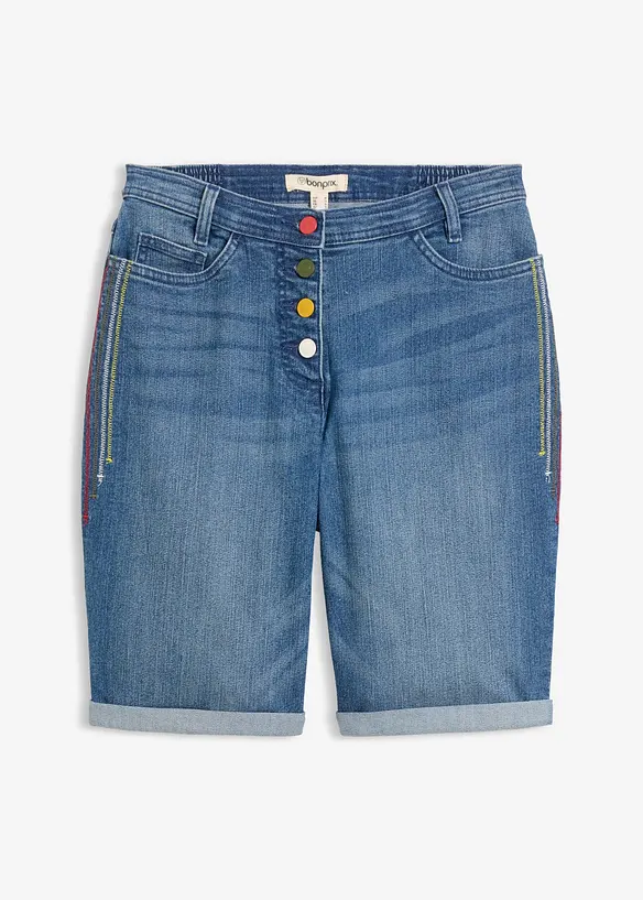 Jeans Bermuda Mid Waist, Bequembund in blau von vorne - bonprix Jeans Bermuda Mid Waist, Bequembund in blau von vorne - bonprix