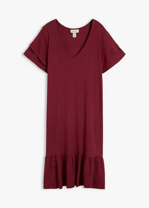 Jerseykleid mit Volant aus Viskose-Mix in rot von vorne - bonprix