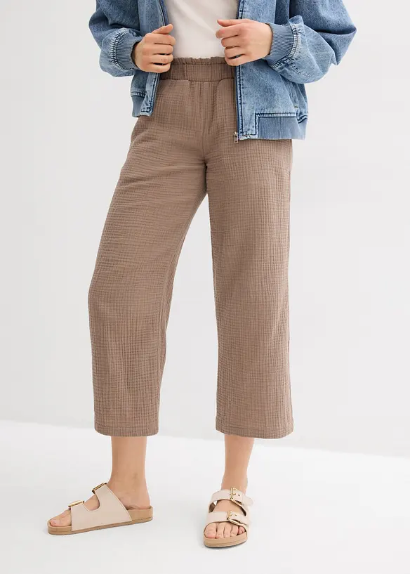 Musselin-Culotte aus reiner Baumwolle in braun von vorne - bonprix