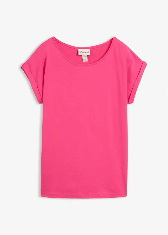Shirt mit Seidenanteil in pink von vorne - bonprix