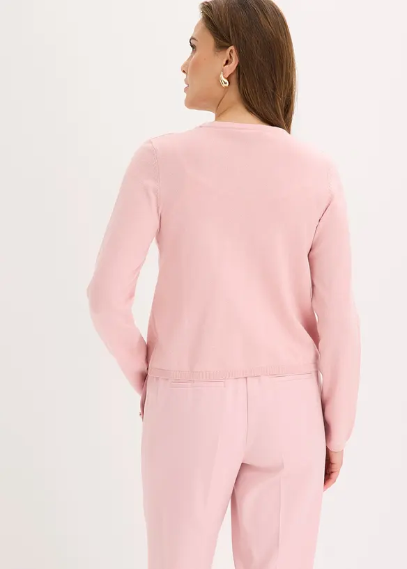 Feinstrickjacke in rosa von hinten (im Anschnitt) - bonprix