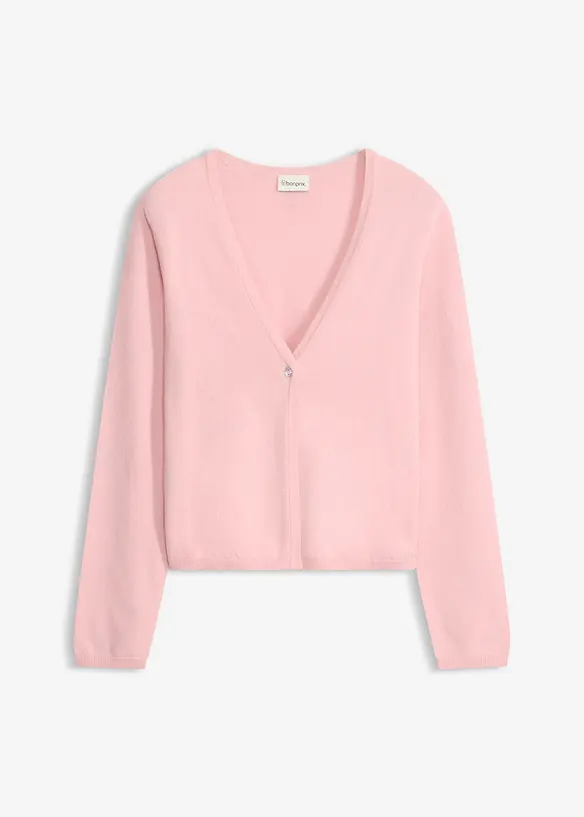 Feinstrickjacke in rosa von vorne - bonprix