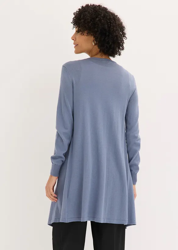 Longstrickjacke in blau von hinten (im Anschnitt) - bonprix