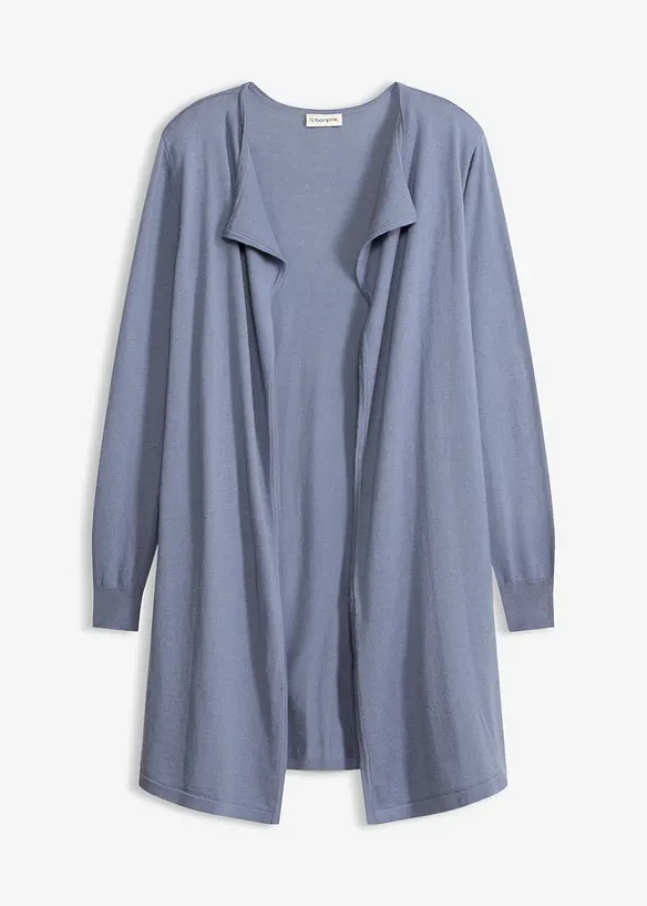 Longstrickjacke in blau von vorne - bonprix
