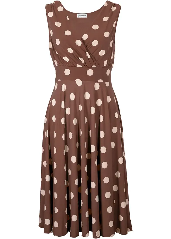 Shirtkleid mit Punkten in braun von vorne - bonprix