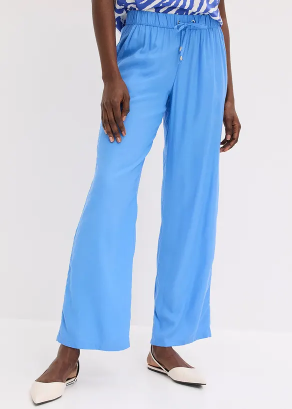 Viskose Schlupfhose in blau von vorne - bonprix