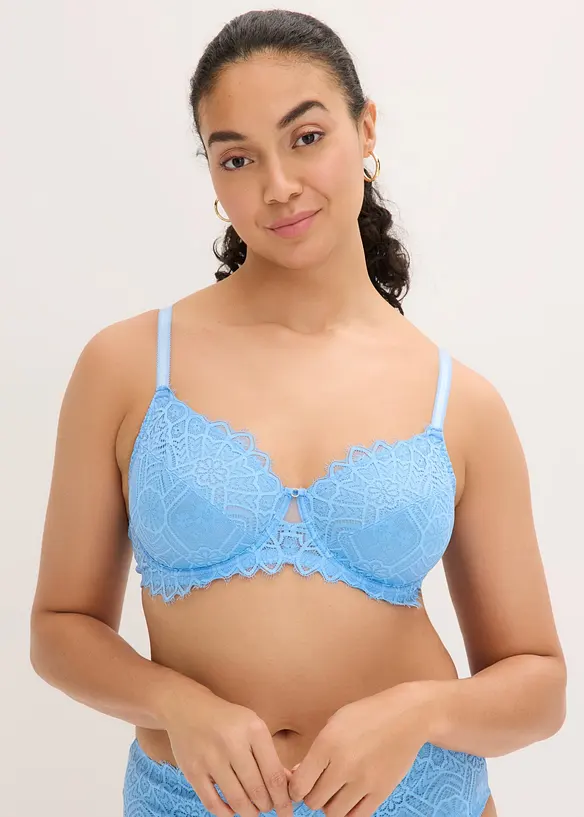Minimizer-BH mit goldenen Details in blau von vorne (im Anschnitt) - bonprix