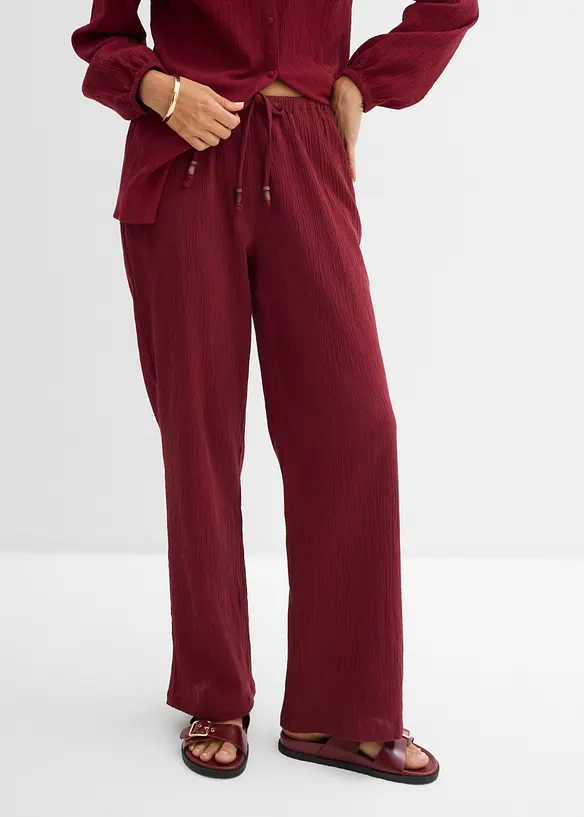 Schlupfhose aus strukturiertem Crinkle in rot von vorne - bonprix