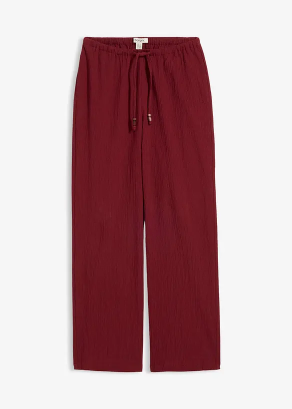 Schlupfhose aus strukturiertem Crinkle in rot von vorne - bonprix