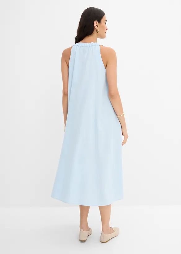 Ausgestelltes Midikleid aus Viskose-Mix in blau von hinten (Totalaufnahme) - bonprix
