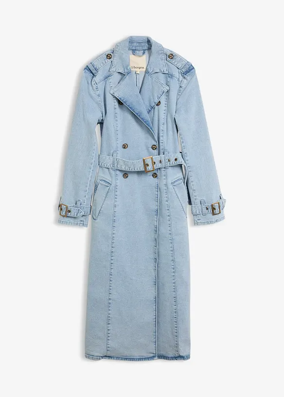 Denim Trenchcoat in blau von vorne - bonprix