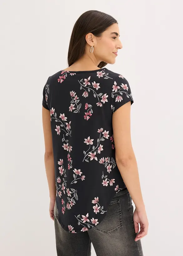 Tunika-Shirt aus Baumwoll-Mix in schwarz von hinten (im Anschnitt) - bonprix
