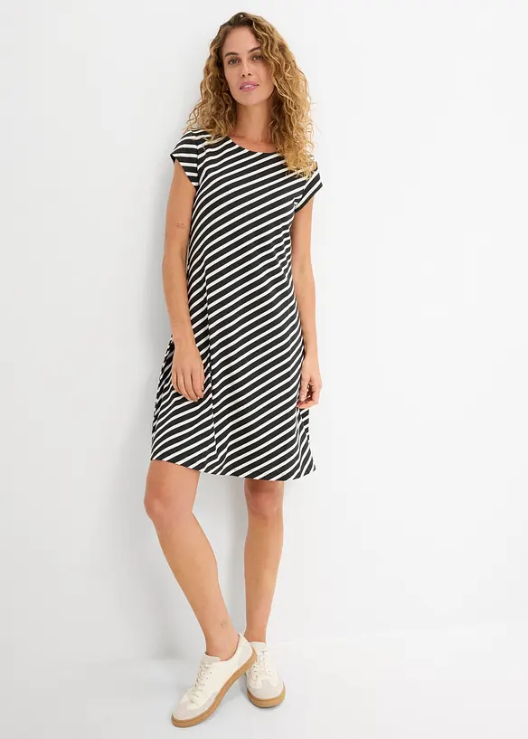 Jersey-Kleid mit figurbetonter Passform in schwarz von vorne (Totalaufnahme) - bonprix Jersey-Kleid mit figurbetonter Passform in schwarz von vorne (Totalaufnahme) - bonprix