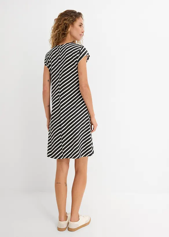 Jersey-Kleid mit figurbetonter Passform in schwarz von hinten (Totalaufnahme) - bonprix Jersey-Kleid mit figurbetonter Passform in schwarz von hinten (Totalaufnahme) - bonprix