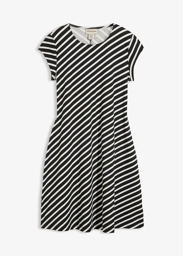 Jersey-Kleid mit figurbetonter Passform in schwarz von vorne - bonprix Jersey-Kleid mit figurbetonter Passform in schwarz von vorne - bonprix