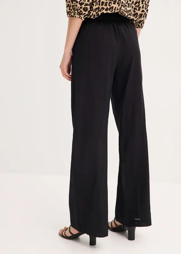 Palazzo-Hose aus luftigem Leinen-Mix in schwarz von hinten - bonprix Palazzo-Hose aus luftigem Leinen-Mix in schwarz von hinten - bonprix