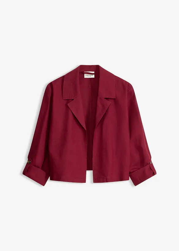 Blusenjacke aus Leinenmix in rot von vorne - bonprix