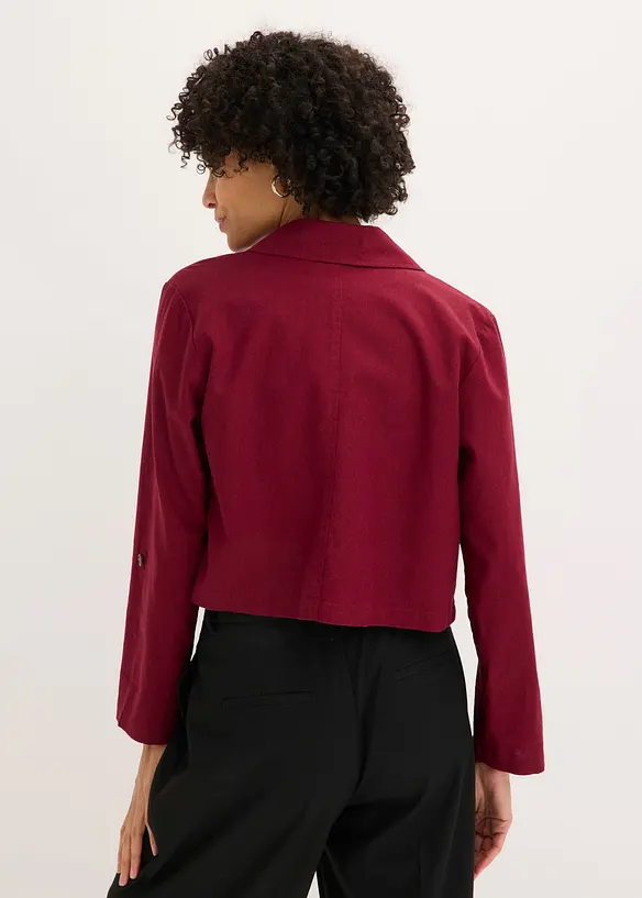 Blusenjacke aus Leinenmix in rot von hinten (im Anschnitt) - bonprix