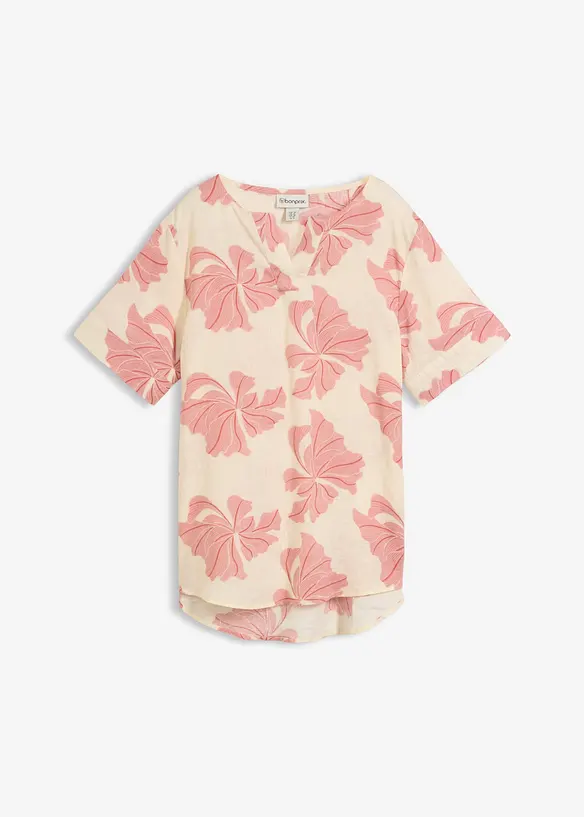Tunika aus reinem Leinen in beige von vorne - bonprix