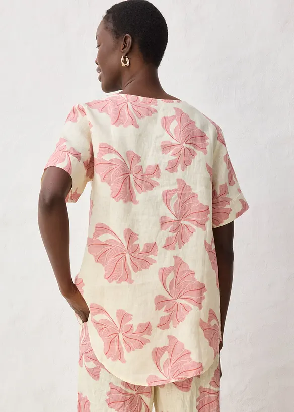 Tunika aus reinem Leinen in beige von hinten (im Anschnitt) - bonprix