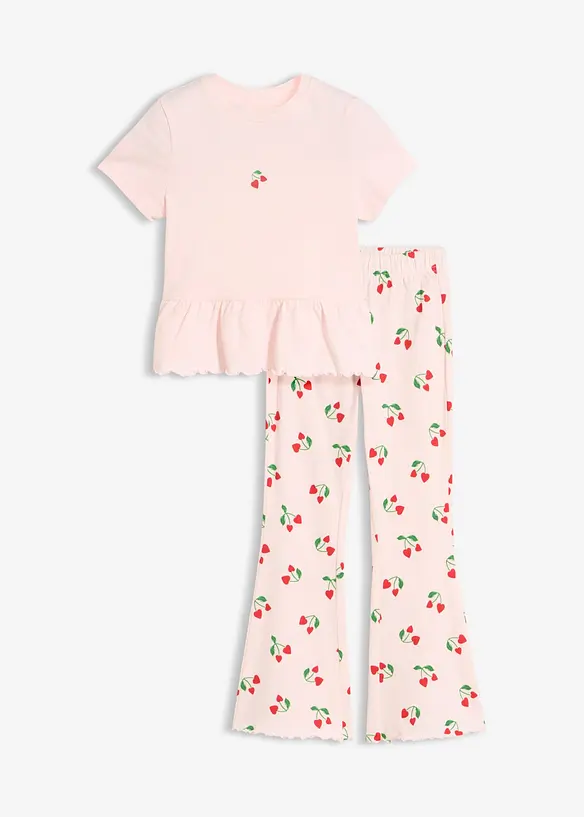 Shirt und ausgestellte Leggings (2-tlg.Set) in rosa von vorne - bonprix