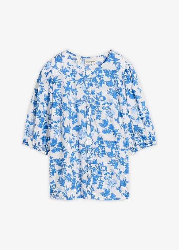 Bluse aus reiner Baumwolle in weiß von vorne - bonprix