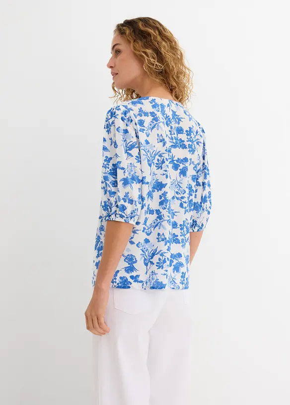 Bluse aus reiner Baumwolle in weiß von hinten (im Anschnitt) - bonprix