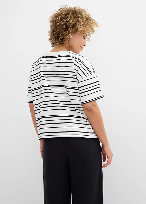 Weites T-Shirt aus schwerer Baumwolle in weiß von hinten (im Anschnitt) - bonprix