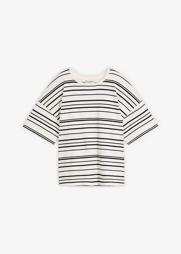 Weites T-Shirt aus schwerer Baumwolle in weiß von vorne - bonprix