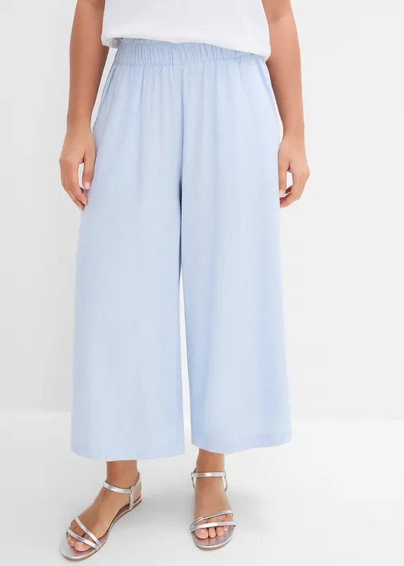 Palazzo-Hose aus Leinenmix in blau von vorne - bonprix