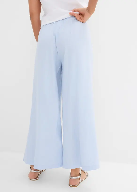 Palazzo-Hose aus Leinenmix in blau von hinten - bonprix